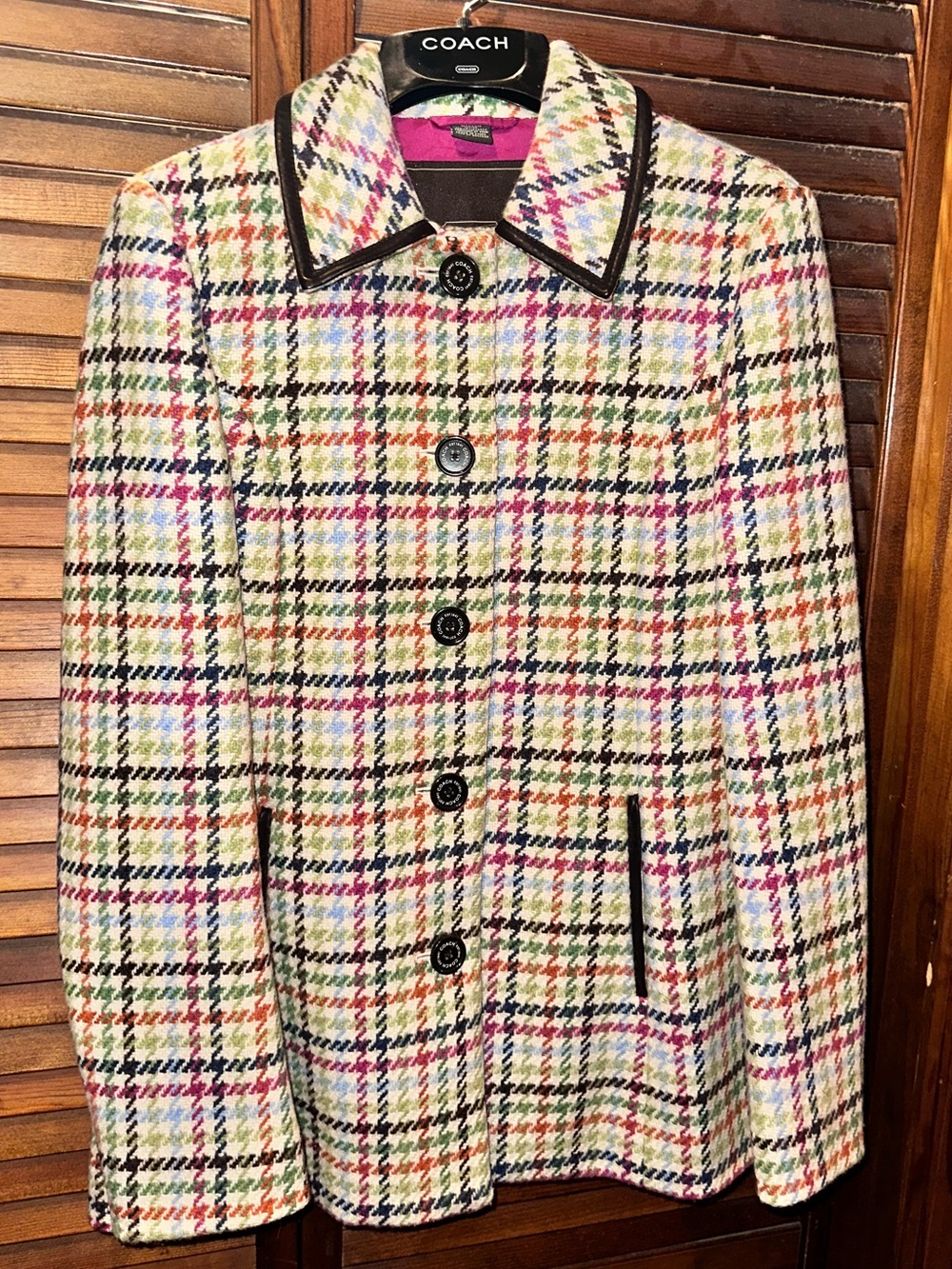 Vintage Coach Hampton Tattersall Plaid Wool Coat